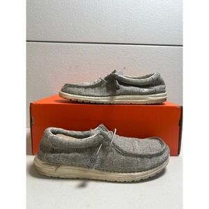 Hey Dude Wally Linen Iron Grey Mens Slip On Loafers Shoes 11m #2643